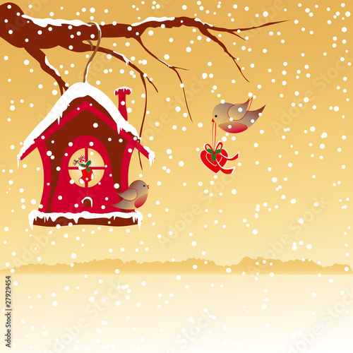 Christmas greeting robin bird wallpaper
