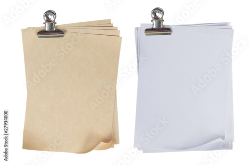 two different types of paper attached with stainless paper clip