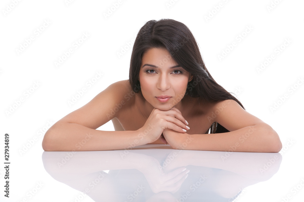 portrait of a young woman with a soubtile smile portrait of a young woman with a soubtile smile