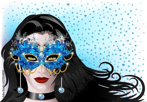 Maschera Carnevale Piume-Feathers Carnival Mask-Vector