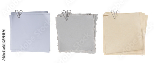 three different types of paper attached with paper clip