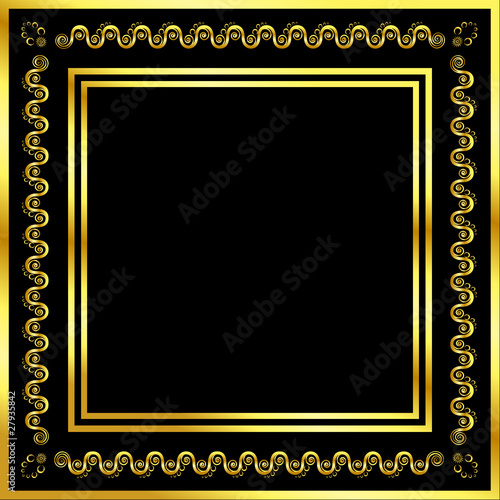 Gold pattern frame with waves and stars