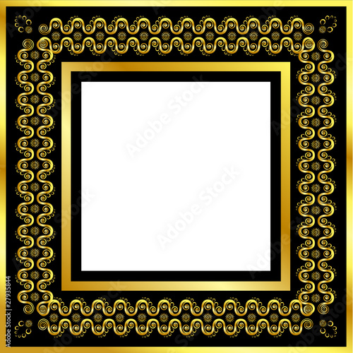 Gold pattern frame with waves and stars