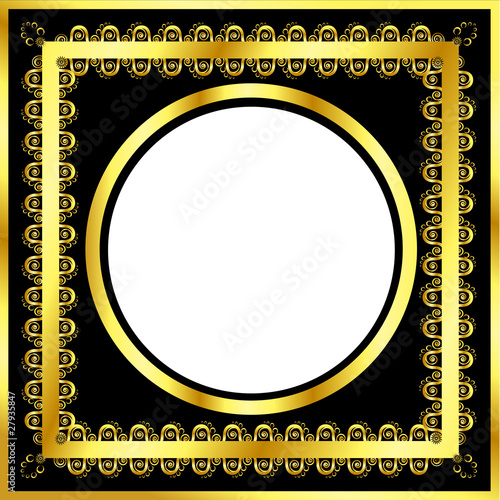 Gold pattern frame with waves and stars