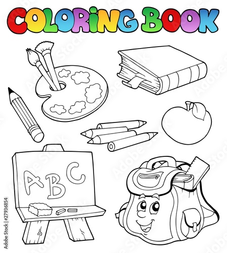 Coloring book with school images 1