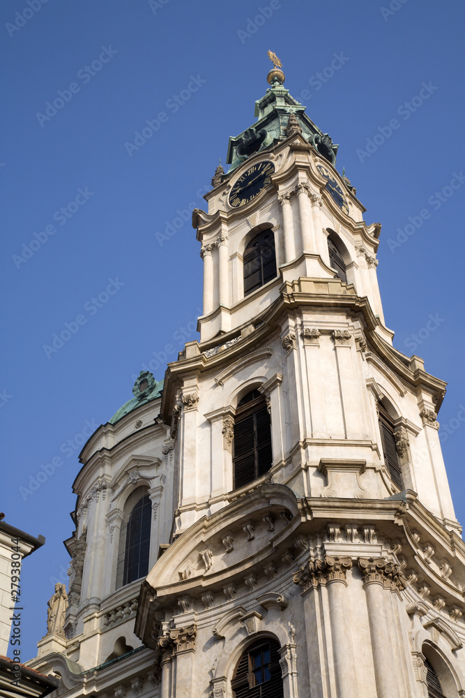 st. nicholas church in prague - baroque tower