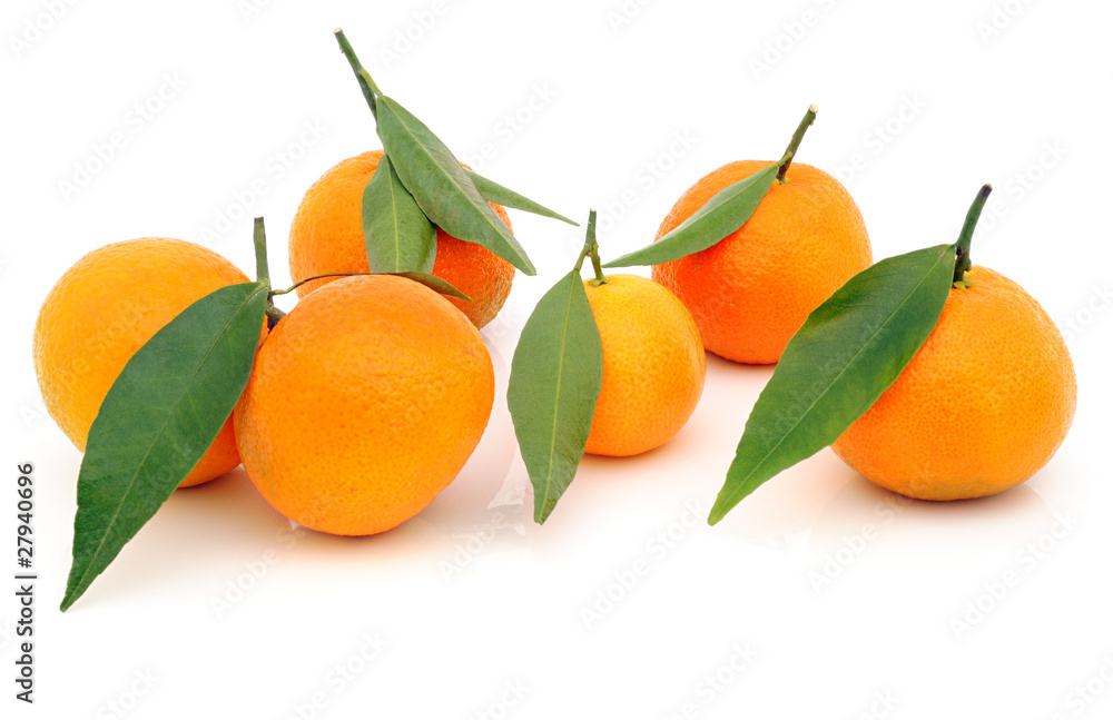 Tangerine with green leaves Tangerine with green leaves