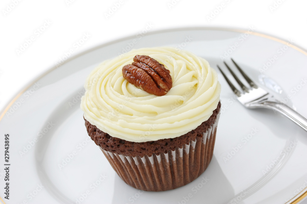 chocolate cupcake with pecan nuts chocolate cupcake with pecan nuts