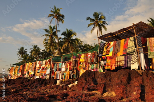 Fotografie Colorful flee market at Anjuna beach Goa India