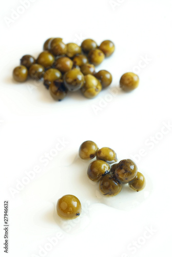 Green peppercorns in brine