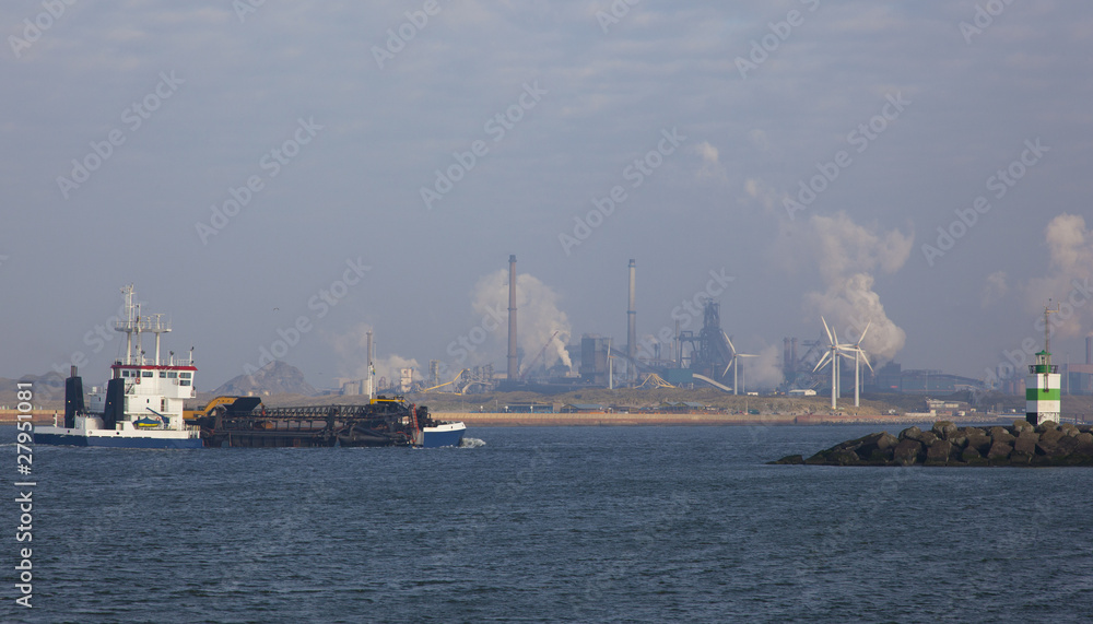 ship in the harbour of IJmuiden