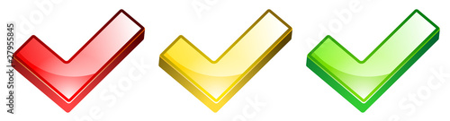 red, yellow and green tick mark