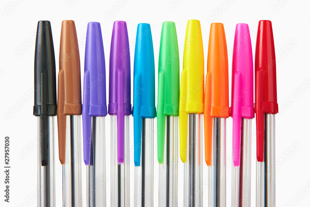 Set of multi-colored ball pens Stock Photo | Adobe Stock