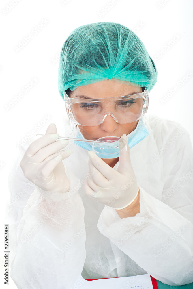 Chemist woman make experiment