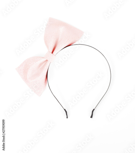 beautiful pink headdress with bow isolated on white background