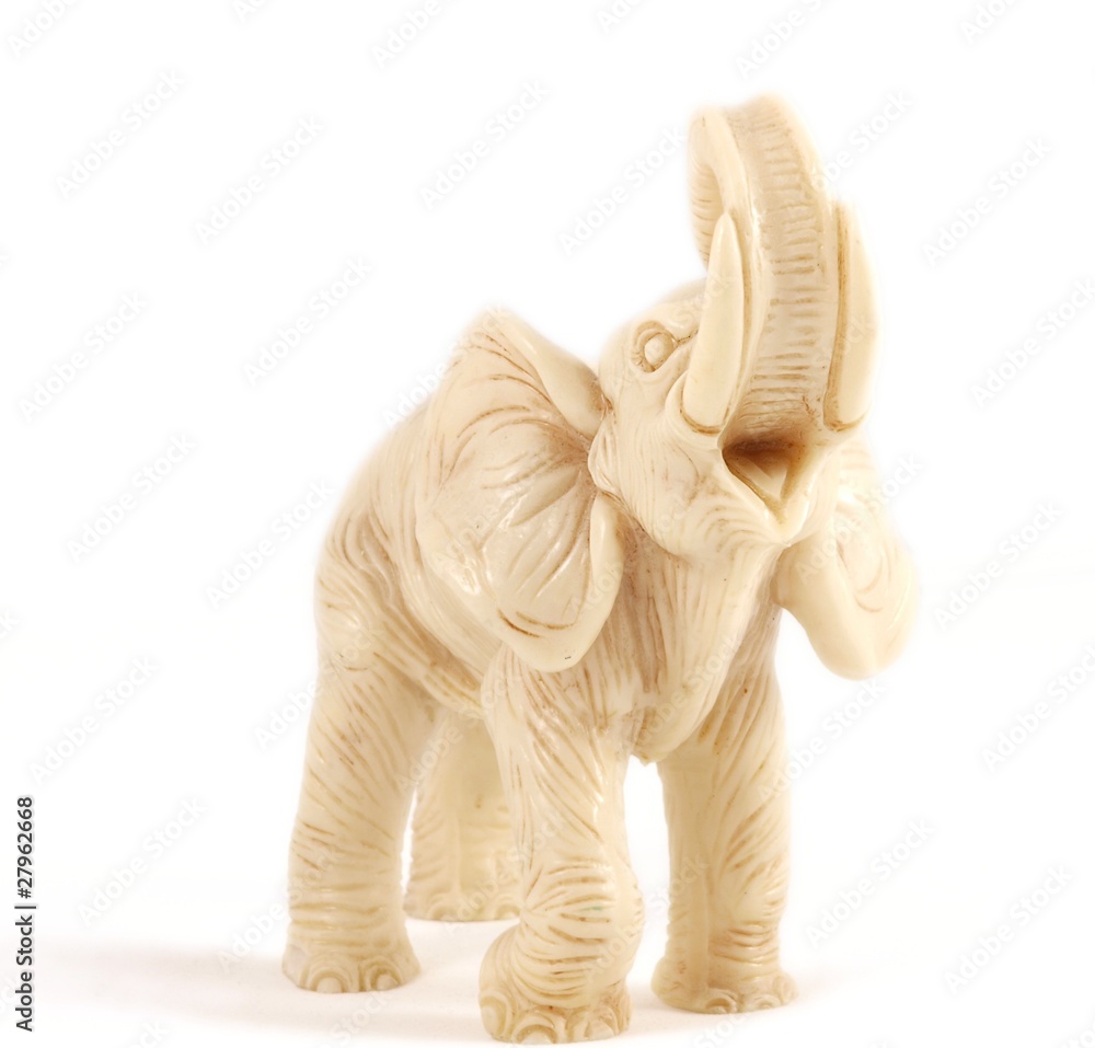 Elephant model standing towards white background