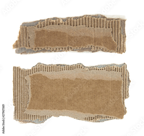 Torn pieces of cardboard with clipping path