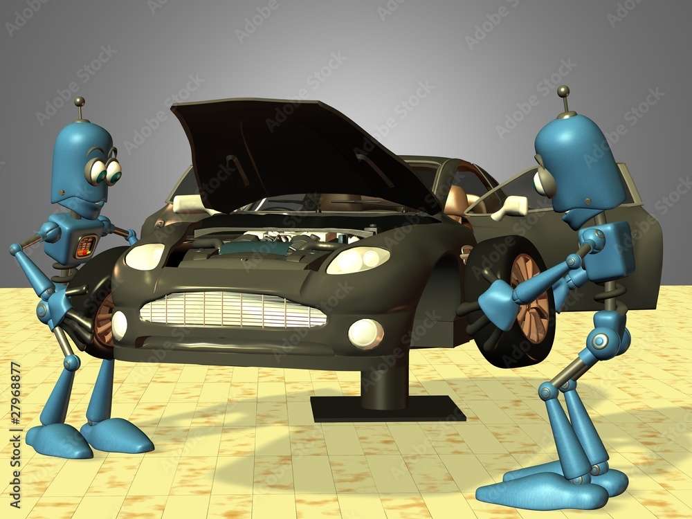 Fototapeta premium Roboter in der Fahrzeugmontage
