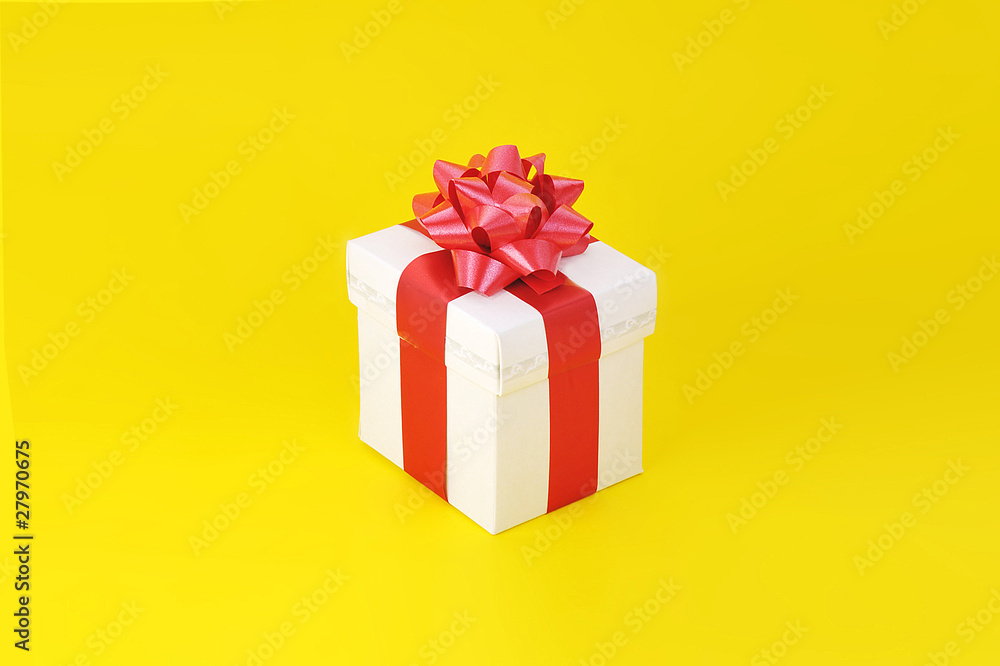 gift box on yellow gift box on yellow