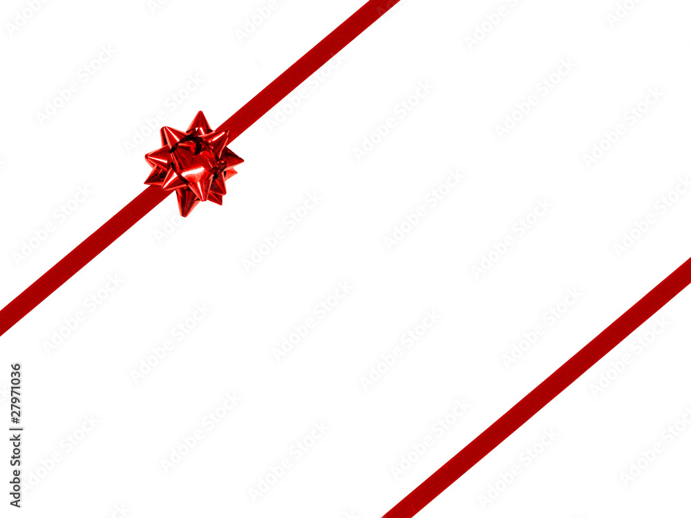 Red gift bow and ribbon - double stripped diagonal Red gift bow and ribbon - double stripped diagonal