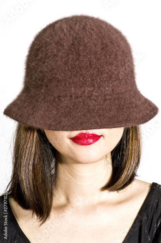 young woman with red lips