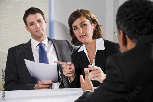 Photography Businesswoman negotiating with men