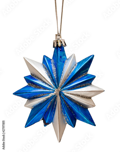 Blue Christmas star isolated over a white background