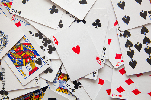 Ace and many playing cards