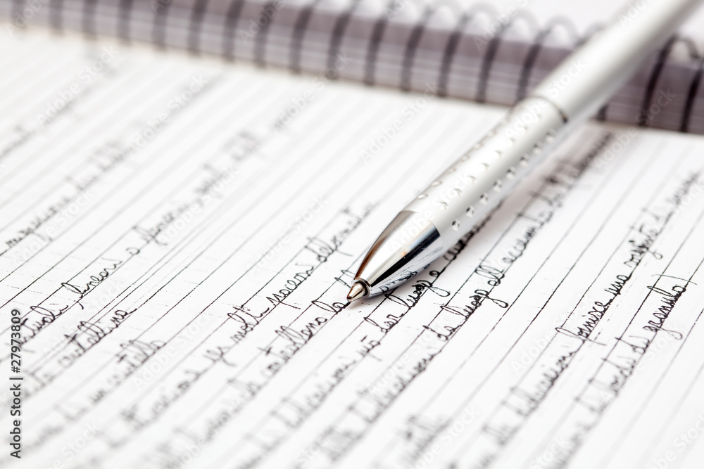 Silver pen on a notebook Silver pen on a notebook