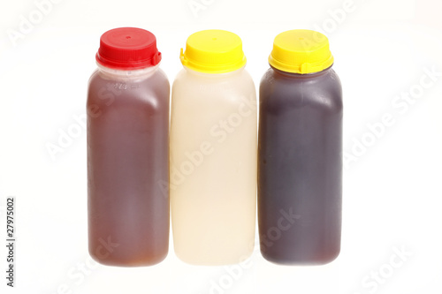 Assorted bottles with fresh juice