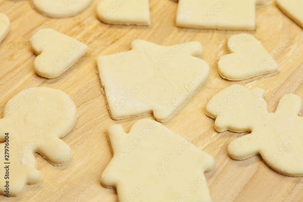 cut in the dough snowman, heart, and house cut in the dough snowman, heart, and house