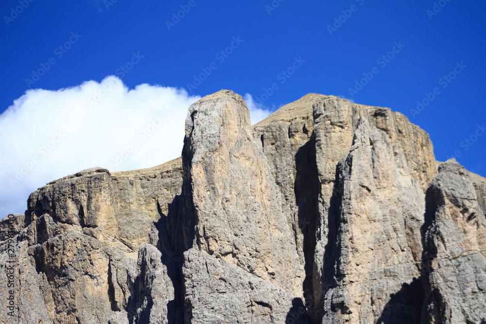 Sella's towers in august morning