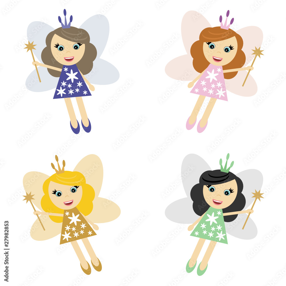 four elfs on white background four elfs on white background