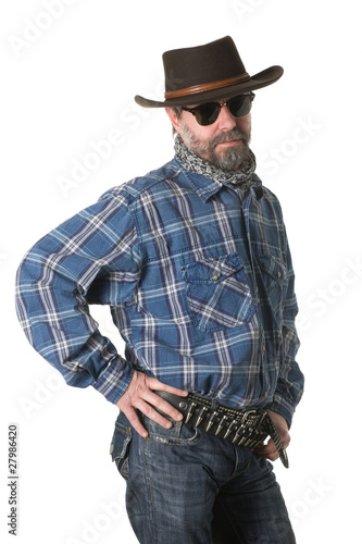 Middle aged man in a cowboy hat.