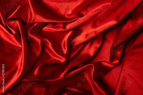 bright red holiday silk background close-up