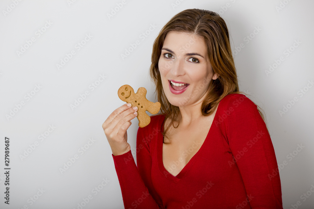 Woman with a Gingerbread cookie
