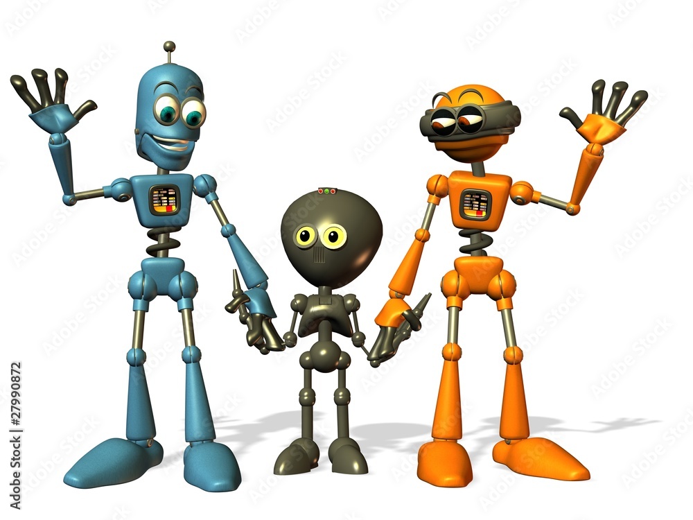 Naklejka premium Familie Robot