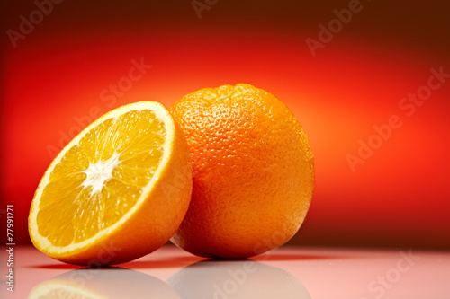 citrus on red background
