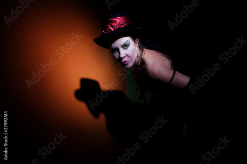 Circus lady in shadows