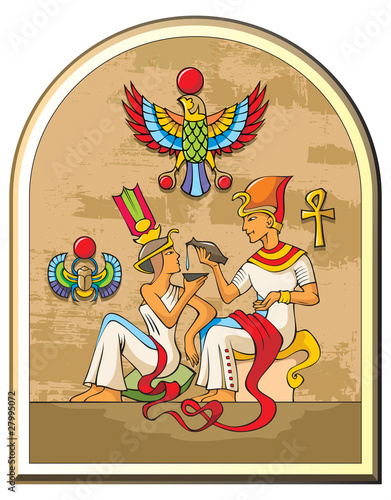 Egyptian pharaoh and his empress, vector
