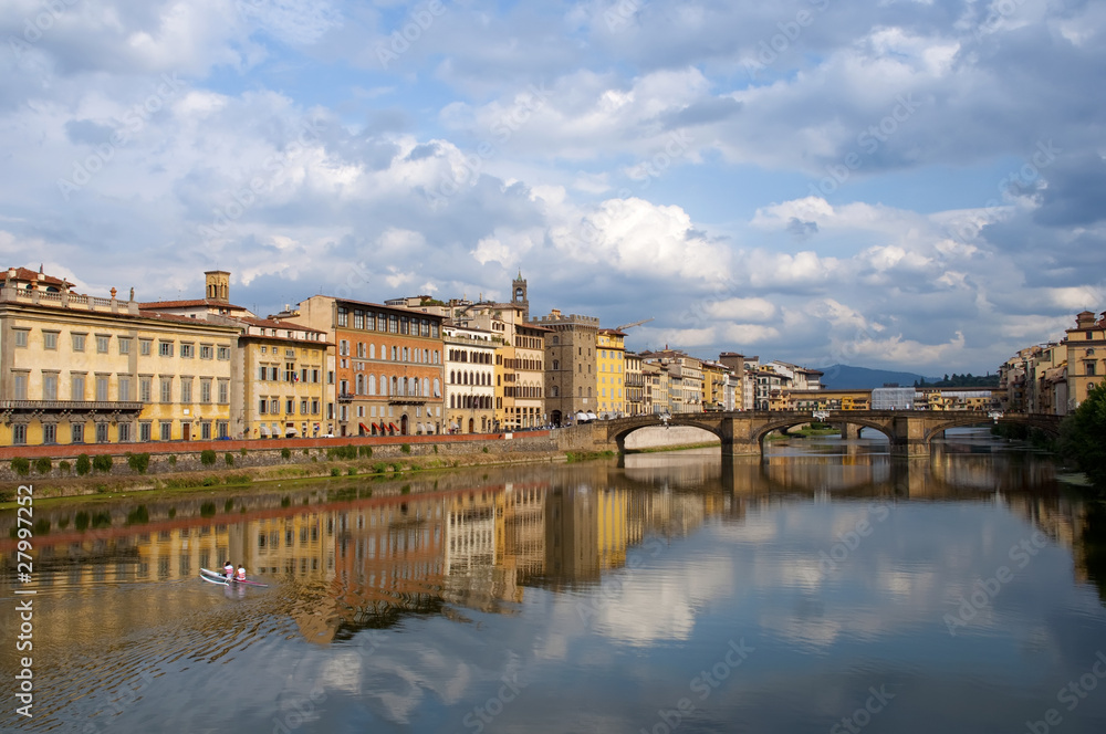 Firenze - Italy - Arno river and Alle Grazie Bridge
