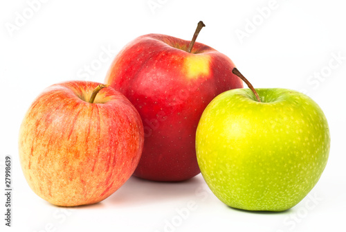 Three apples over white