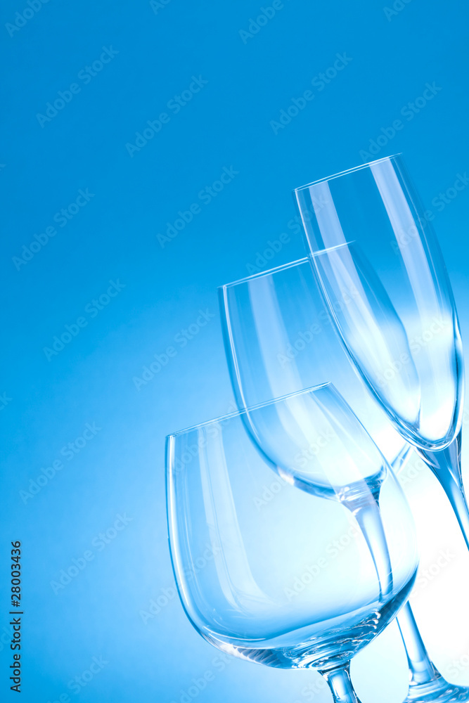 shiny clean glass with a blue background