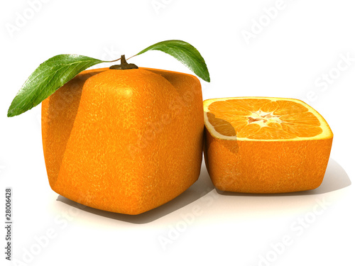 Fresh cubic orange and a ha...