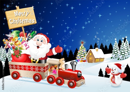 Babbo Natale sul Treno-Santa Claus on Train-Vector