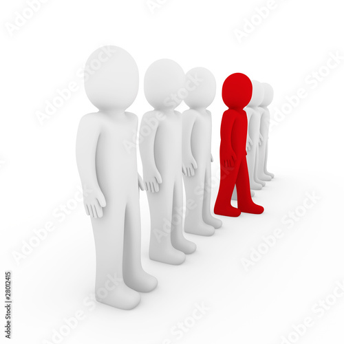 3d human stand crowd red