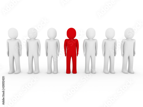 3d human stand crowd red