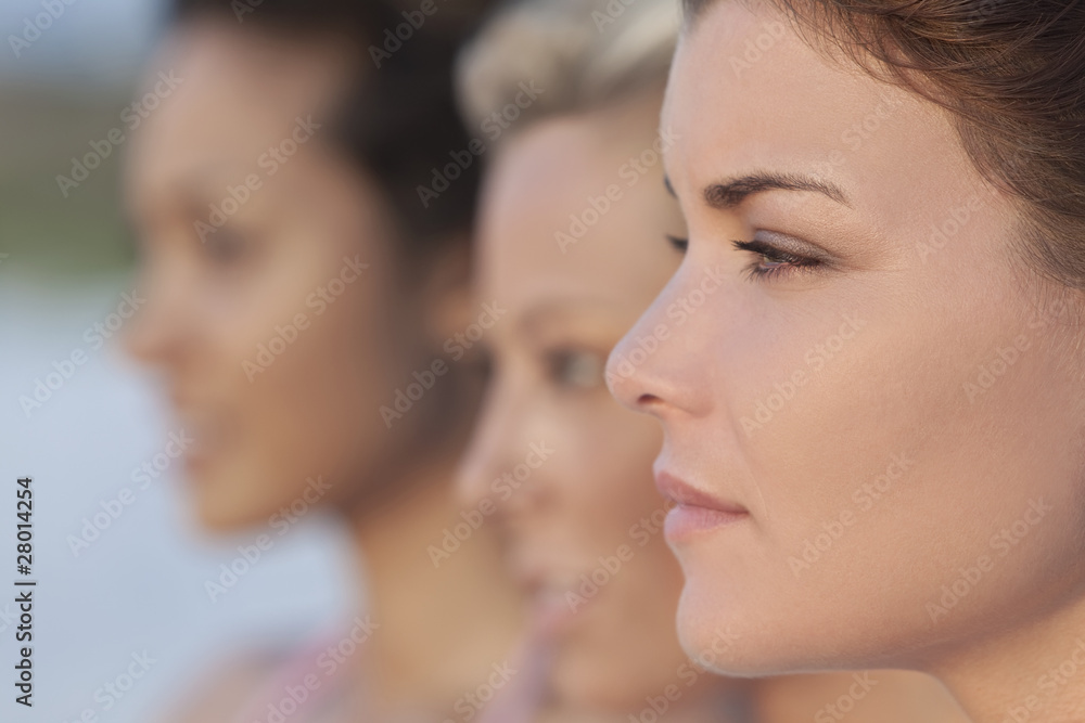 Three Beautiful Young Women In Profile Three Beautiful Young Women In Profile