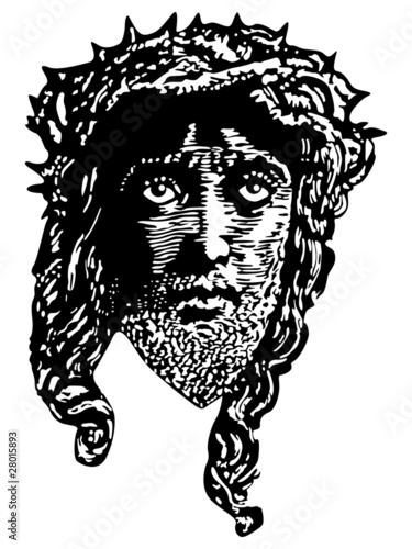 Engraving style portrait of Jesus vector