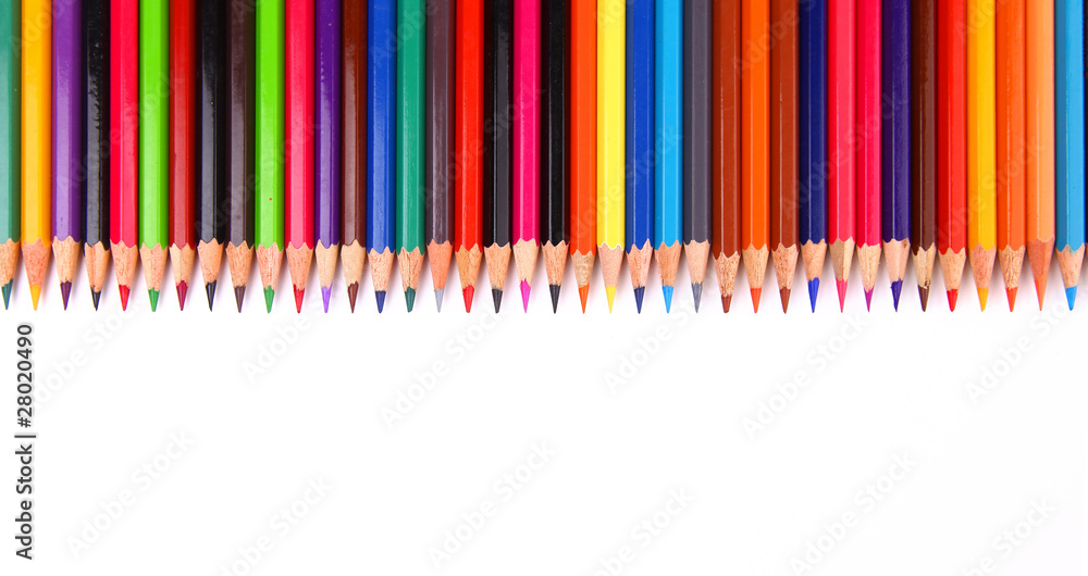 Assortment of coloured pencils with shadow Assortment of coloured pencils with shadow